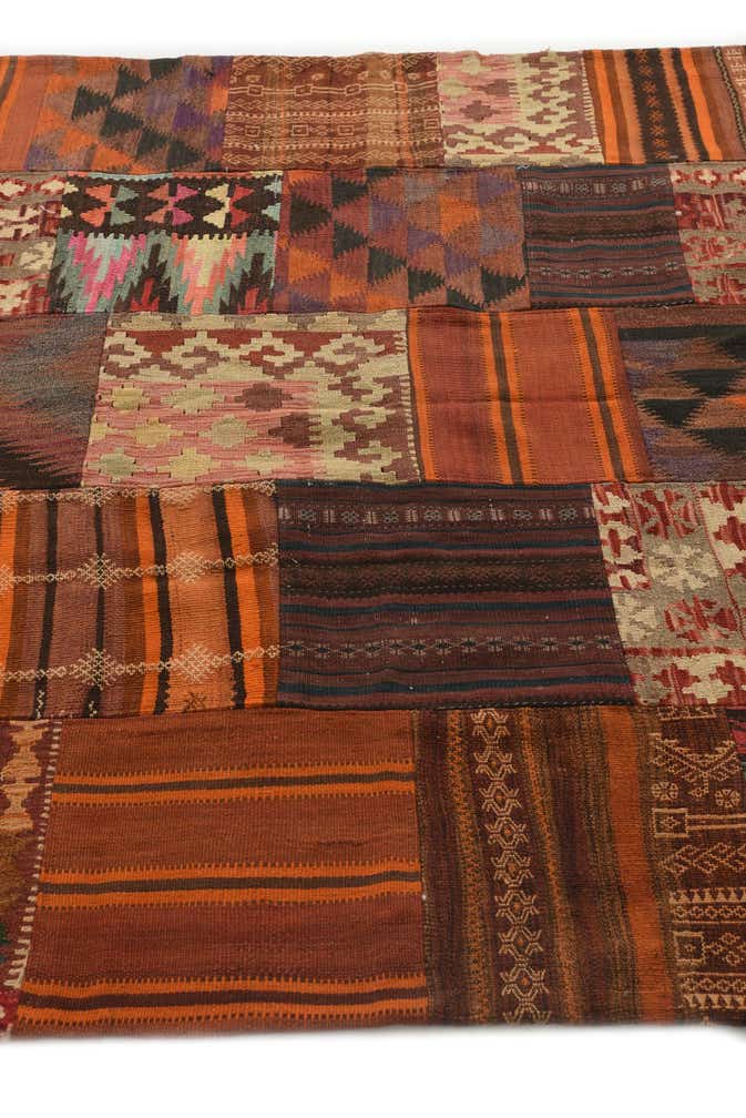 5' 10 x 7' 7 Hand Woven Kilim Patchwork Wool Rug