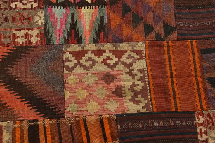 Detail image of 5' 10 x 7' 7 Hand Woven Kilim Patchwork Wool Rug