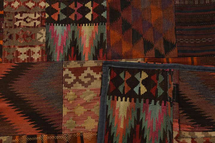 5' 10 x 7' 7 Hand Woven Kilim Patchwork Wool Rug