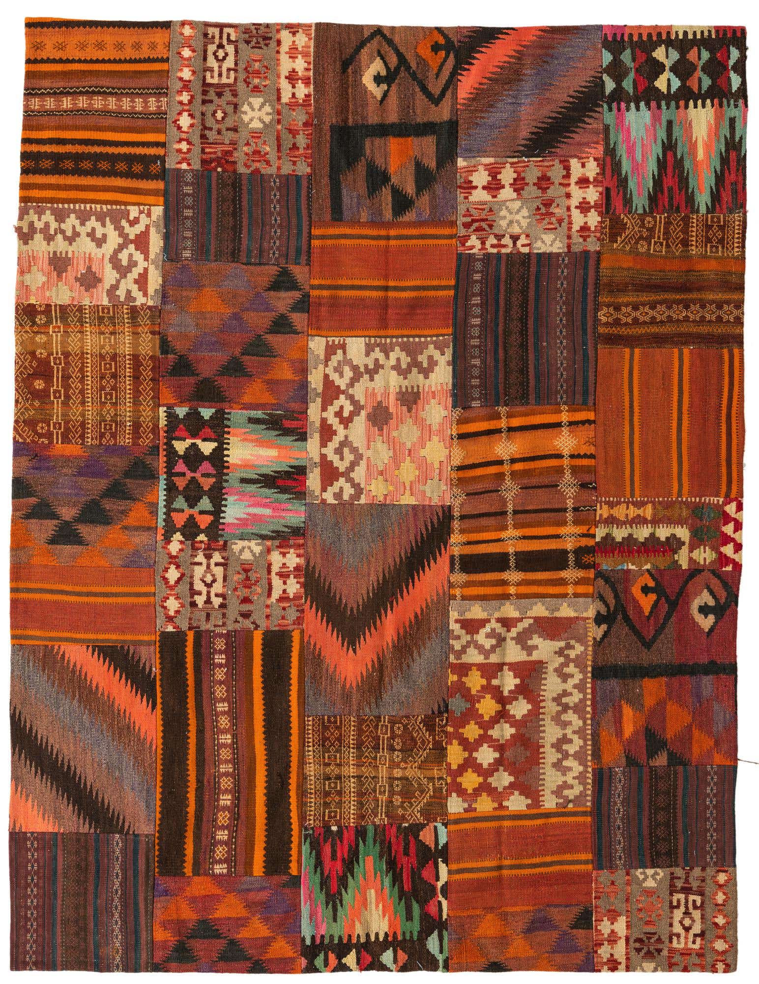 5' 10 x 7' 7 Hand Woven Kilim Patchwork Wool Rug