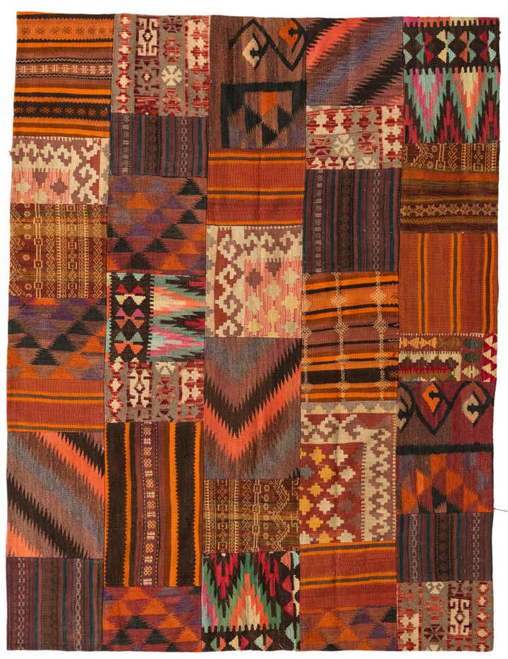 5' 10 x 7' 7 Hand Woven Kilim Patchwork Wool Rug
