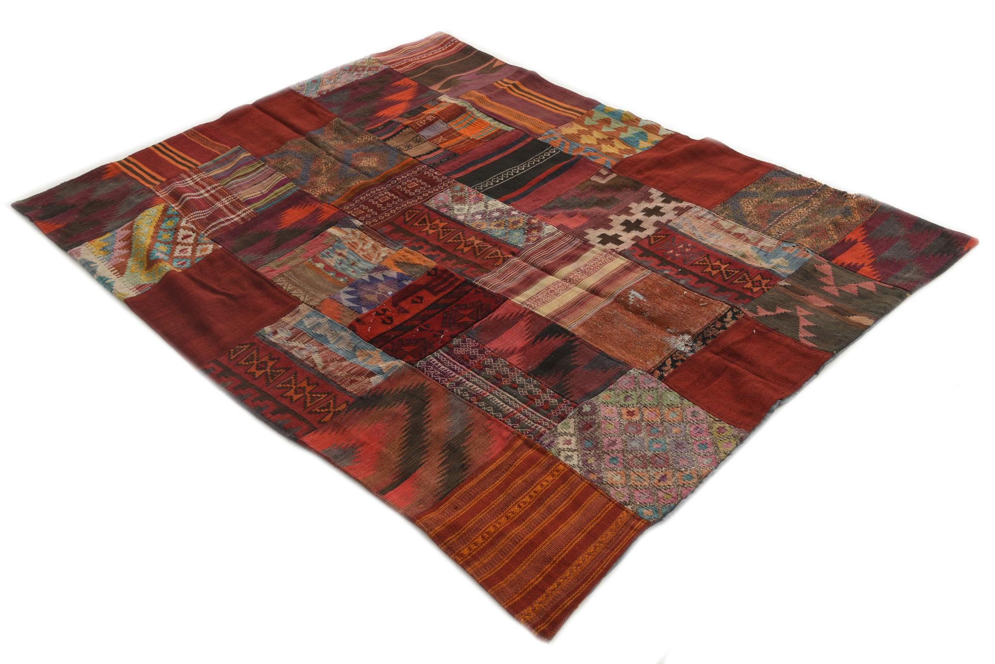 5' 1 x 6' 7 Hand Woven Kilim Patchwork Wool Rug