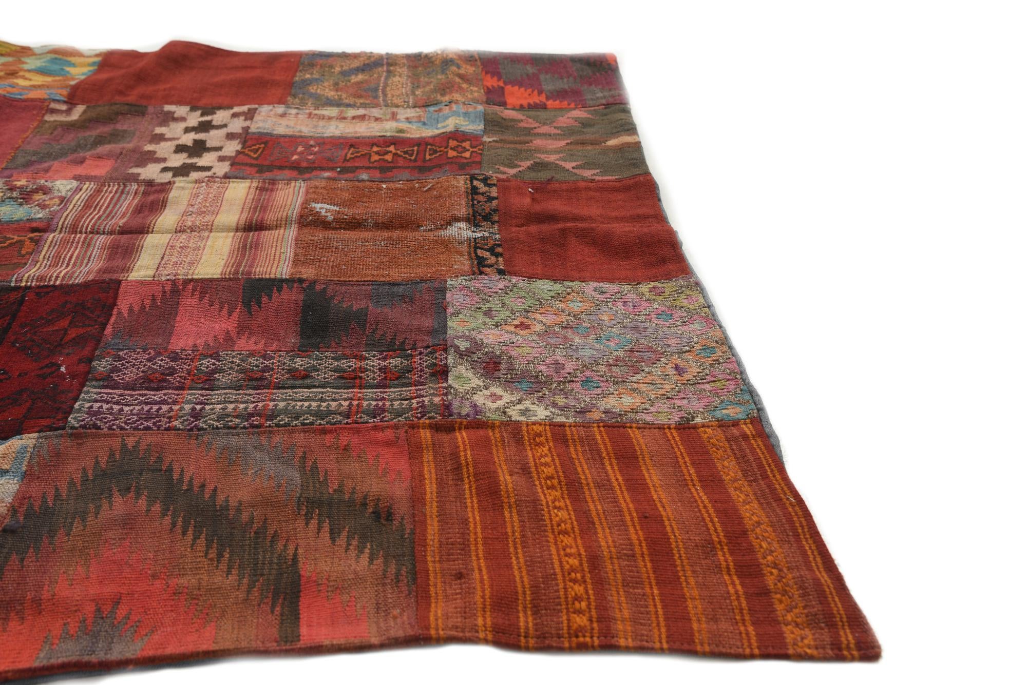 5' 1 x 6' 7 Hand Woven Kilim Patchwork Wool Rug