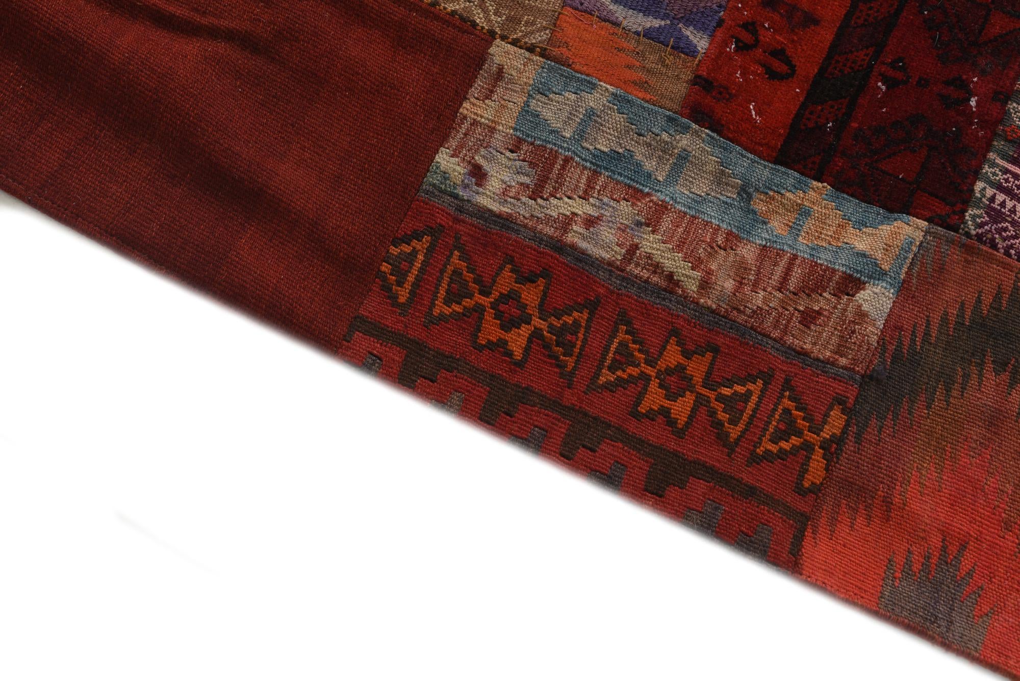5' 1 x 6' 7 Hand Woven Kilim Patchwork Wool Rug
