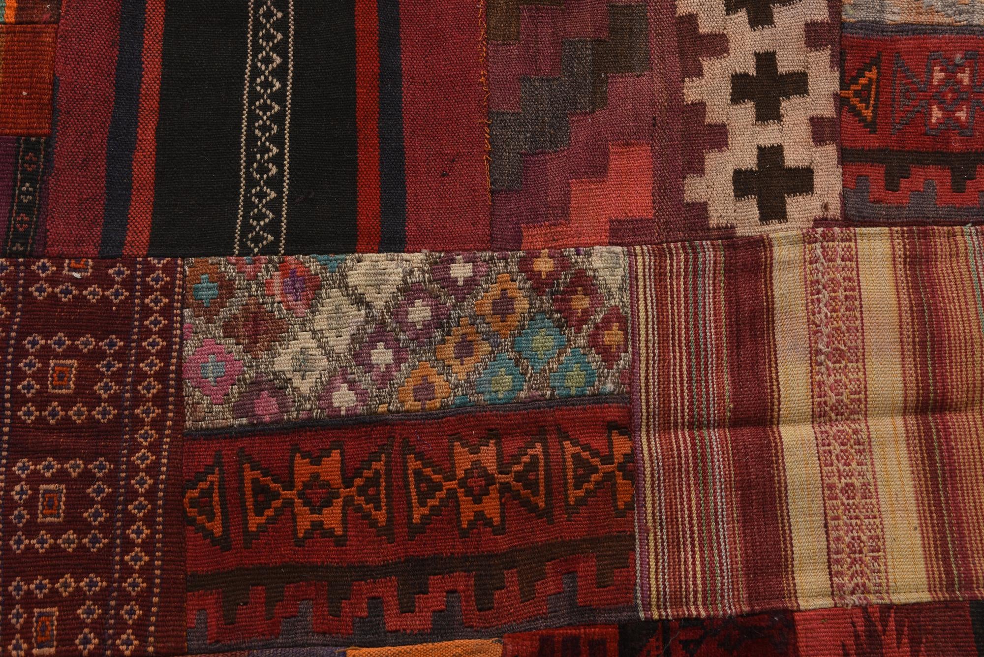 5' 1 x 6' 7 Hand Woven Kilim Patchwork Wool Rug