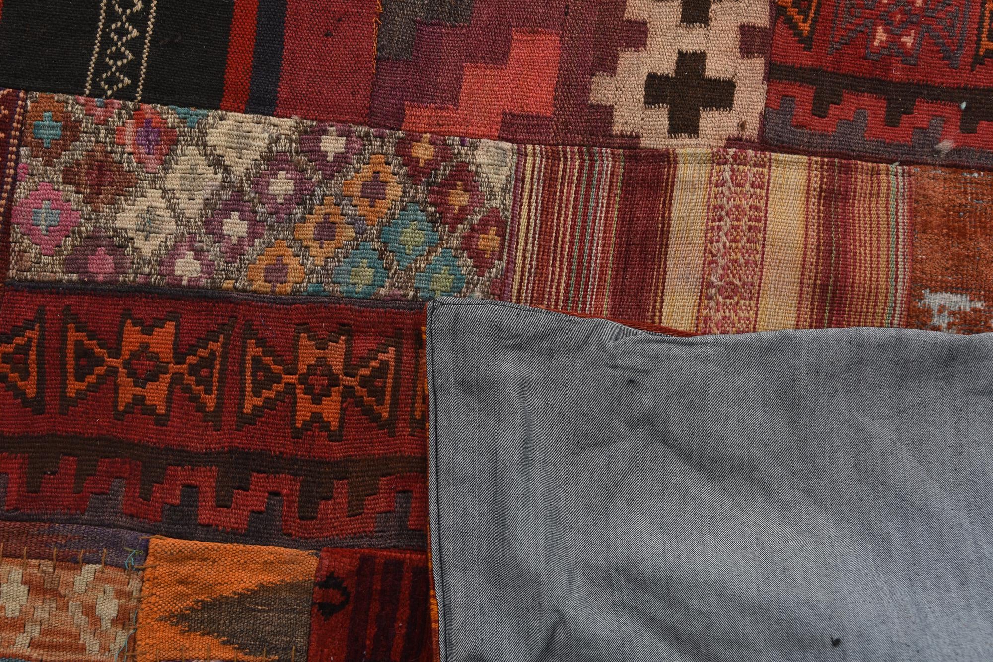 5' 1 x 6' 7 Hand Woven Kilim Patchwork Wool Rug