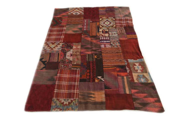 3' 10 x 6' Hand Woven Kilim Patchwork Wool Rug