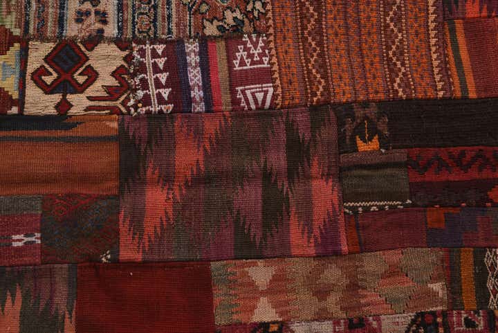 3' 10 x 6' Hand Woven Kilim Patchwork Wool Rug