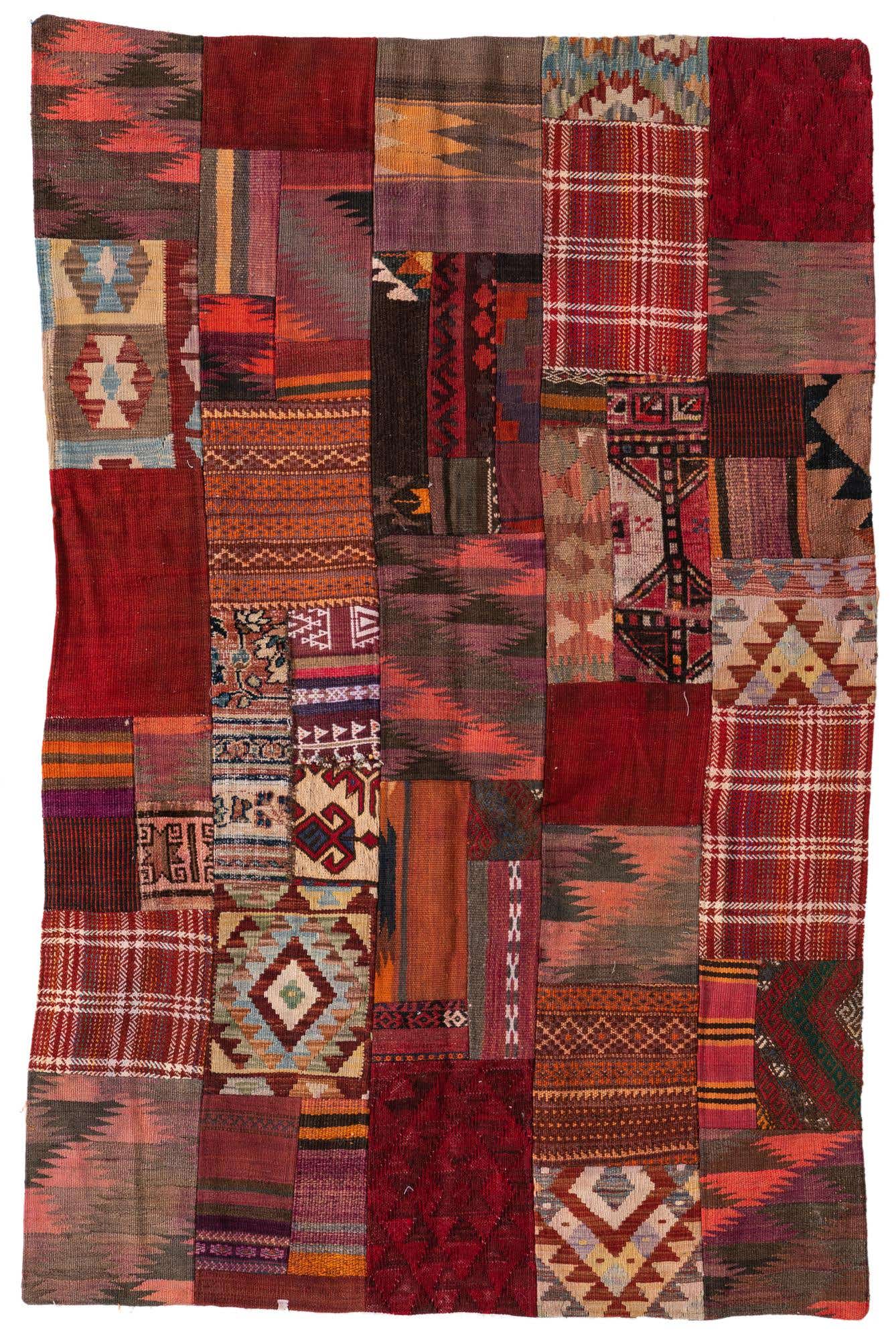 3' 10 x 6' Hand Woven Kilim Patchwork Wool Rug