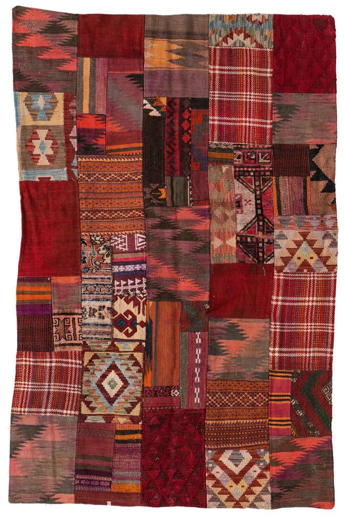 3' 10 x 6' Hand Woven Kilim Patchwork Wool Rug
