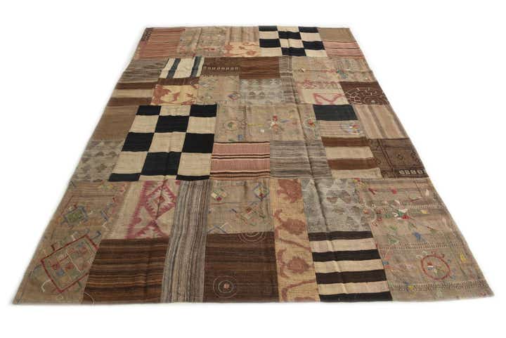 6' 8 x 9' 10 Hand Woven Kilim Patchwork Wool Rug