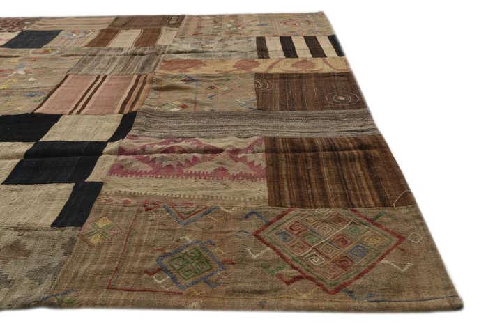 6' 8 x 9' 10 Hand Woven Kilim Patchwork Wool Rug
