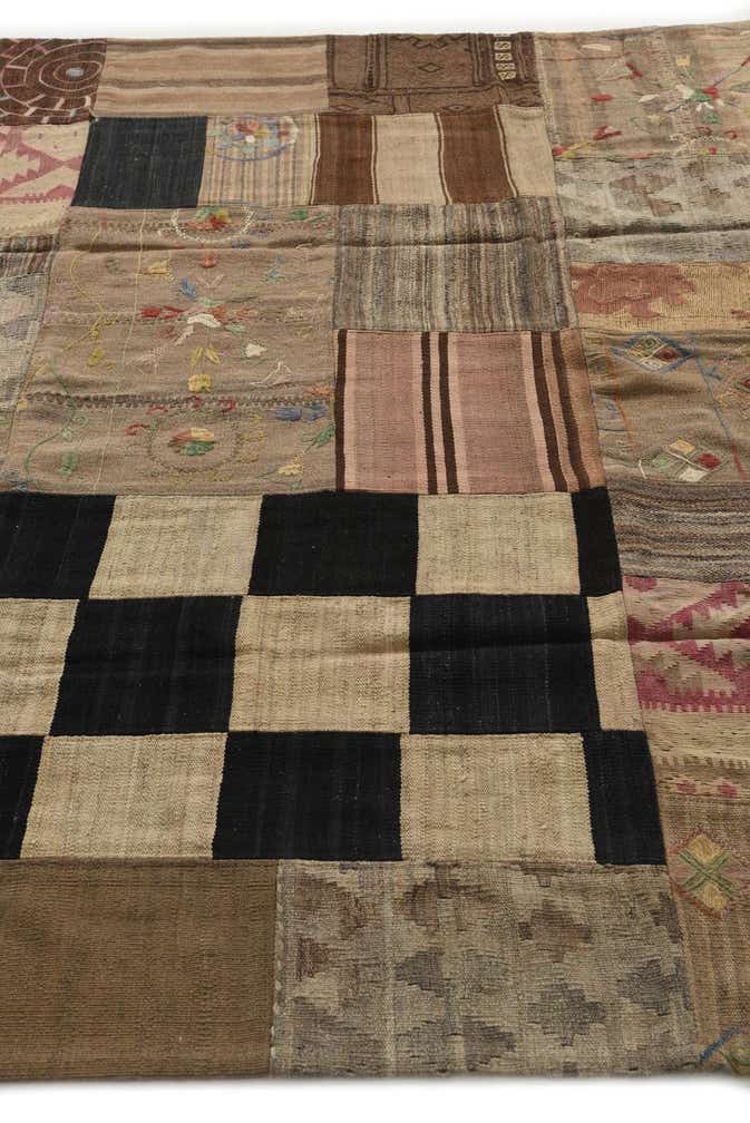 6' 8 x 9' 10 Hand Woven Kilim Patchwork Wool Rug