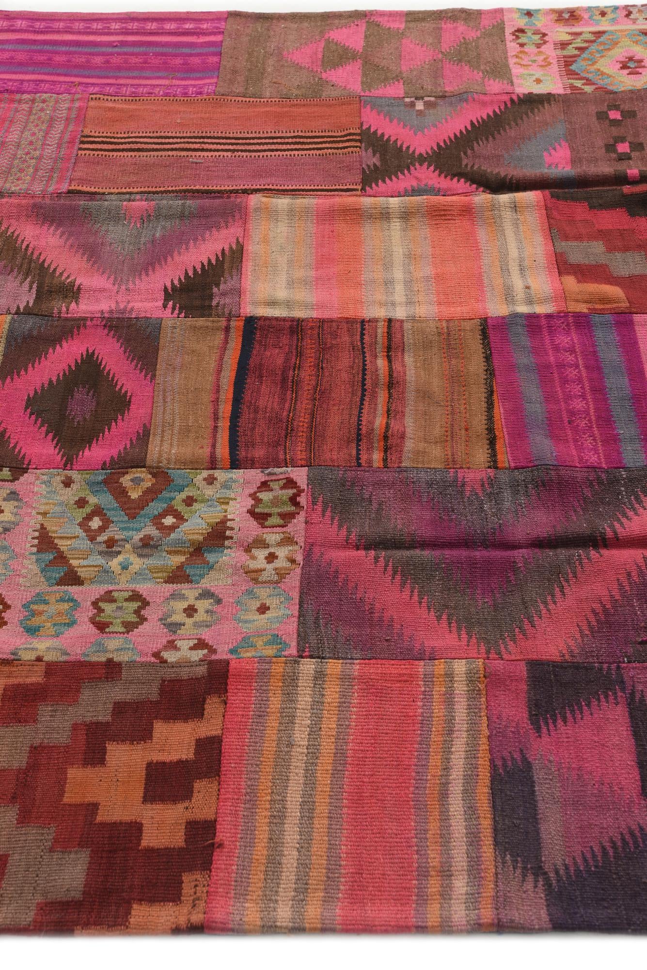 6' 8 x 10' 2 Hand Woven Kilim Patchwork Wool Rug