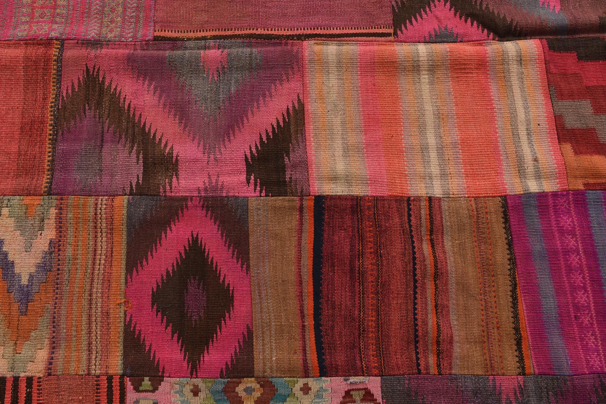 6' 8 x 10' 2 Hand Woven Kilim Patchwork Wool Rug