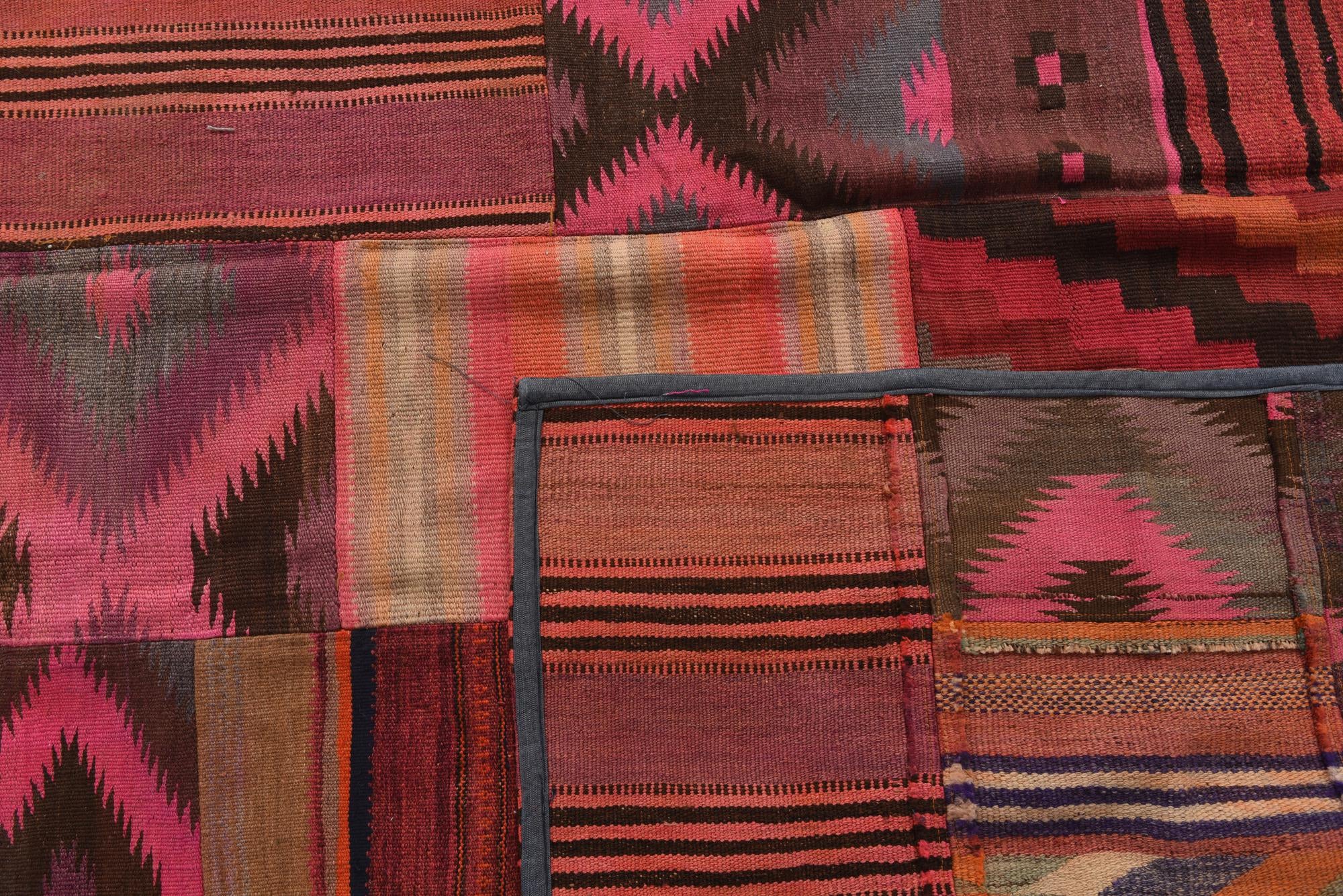 6' 8 x 10' 2 Hand Woven Kilim Patchwork Wool Rug