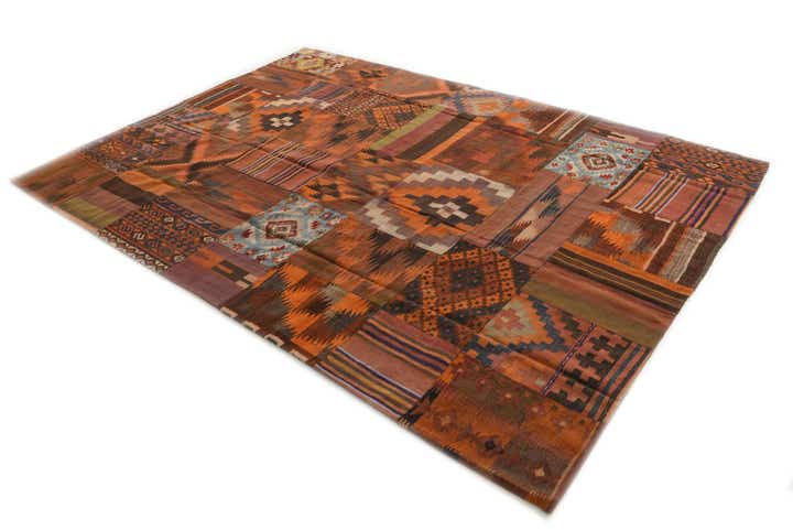 7' x 9' 9 Hand Woven Kilim Patchwork Wool Rug