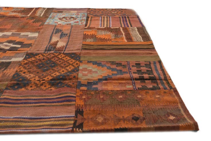Detail image of 7' x 9' 9 Hand Woven Kilim Patchwork Wool Rug
