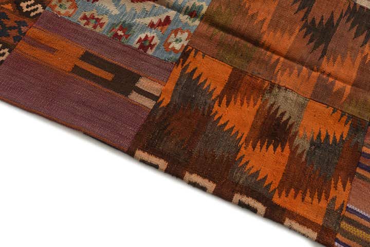 7' x 9' 9 Hand Woven Kilim Patchwork Wool Rug