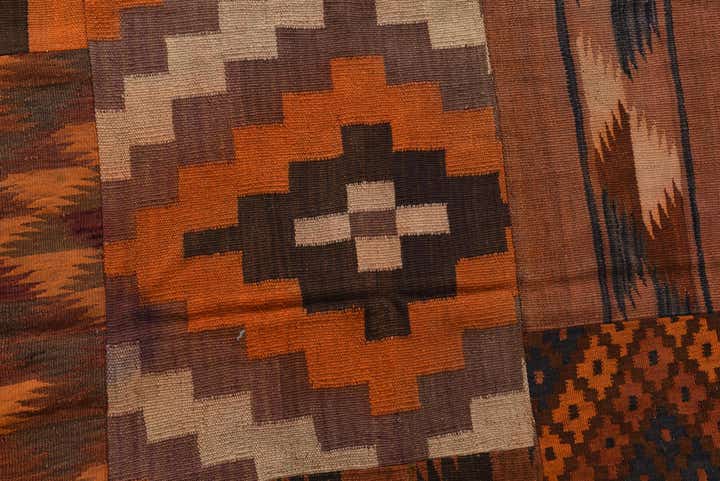 7' x 9' 9 Hand Woven Kilim Patchwork Wool Rug