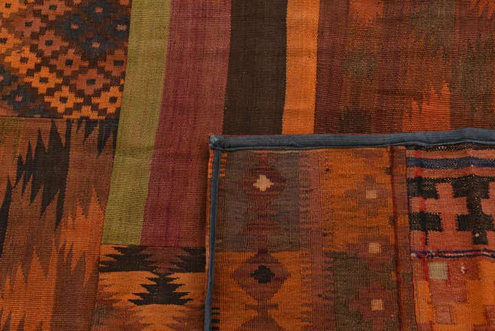 7' x 9' 9 Hand Woven Kilim Patchwork Wool Rug