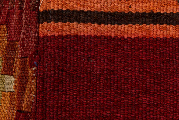 Detail image of 5' 10 x 8' 1 Hand Woven Kilim Patchwork Wool Rug