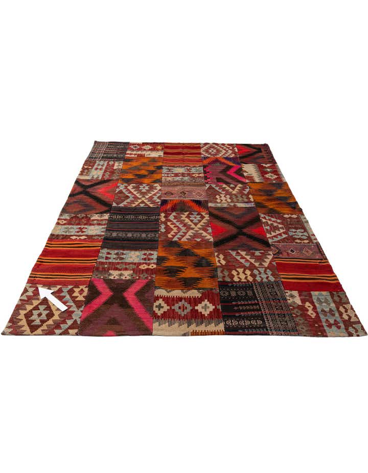 5' 10 x 8' 1 Hand Woven Kilim Patchwork Wool Rug