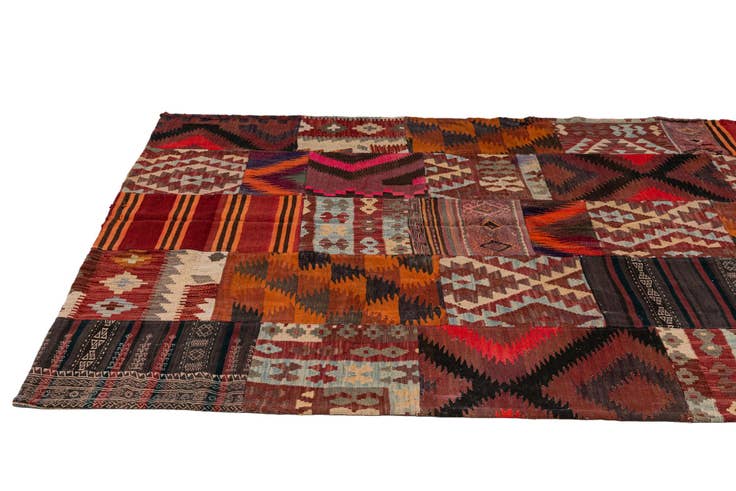 Detail image of 5' 10 x 8' 1 Hand Woven Kilim Patchwork Wool Rug