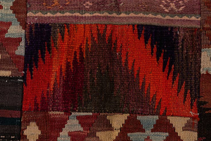 Detail image of 5' 10 x 8' 1 Hand Woven Kilim Patchwork Wool Rug