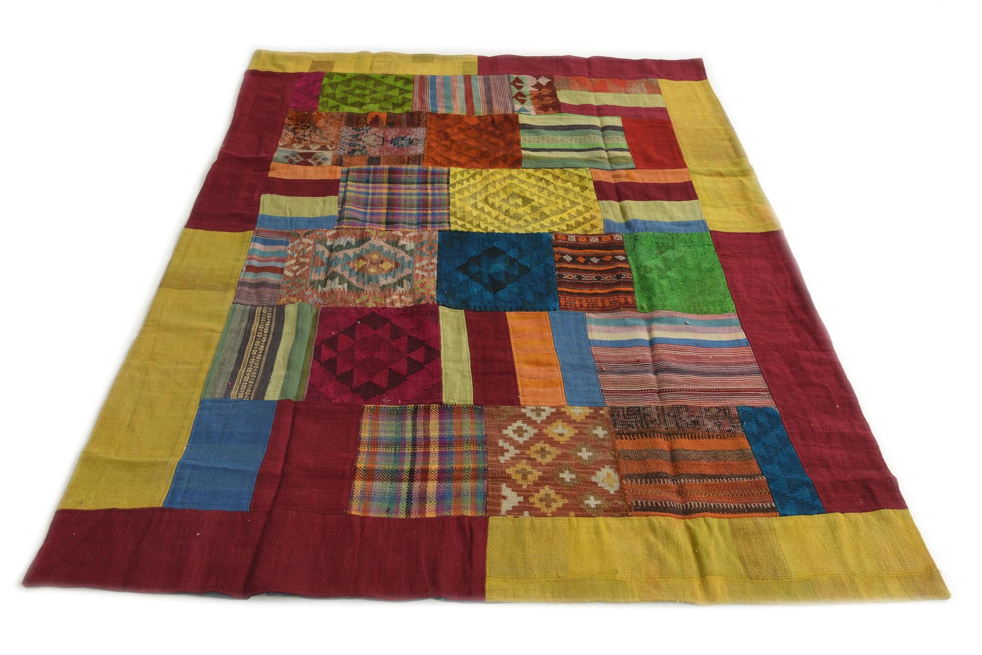 5' 8 x 8' Hand Woven Kilim Patchwork Wool Rug