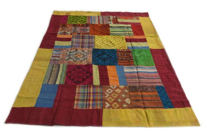 5' 8 x 8' Hand Woven Kilim Patchwork Wool Rug