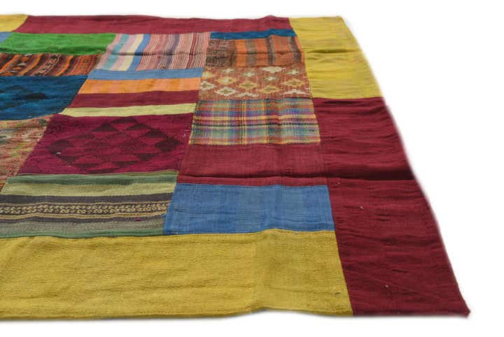 5' 8 x 8' Hand Woven Kilim Patchwork Wool Rug