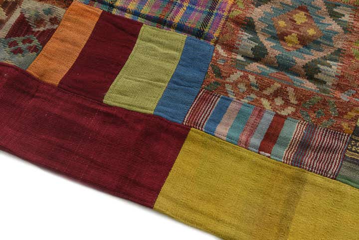 5' 8 x 8' Hand Woven Kilim Patchwork Wool Rug