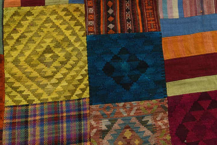 5' 8 x 8' Hand Woven Kilim Patchwork Wool Rug