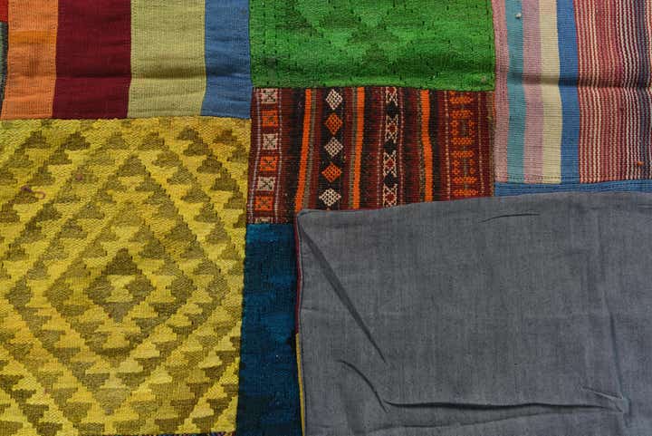 5' 8 x 8' Hand Woven Kilim Patchwork Wool Rug