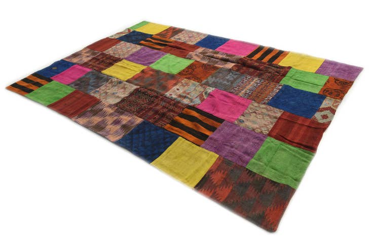 Detail image of 6' 7 x 9' 3 Hand Woven Kilim Patchwork Wool Rug