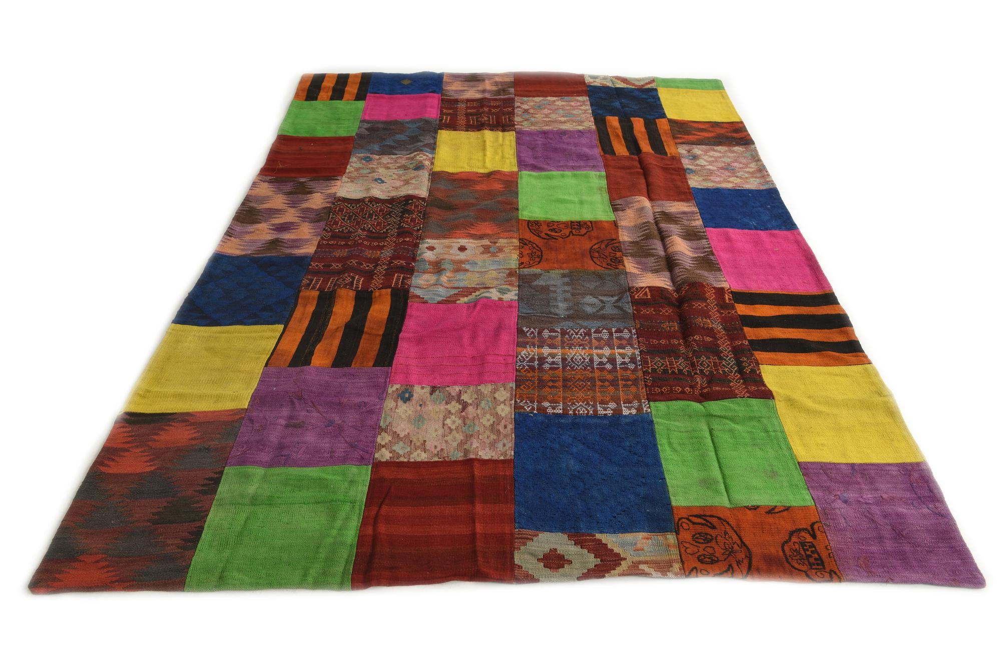 6' 7 x 9' 3 Hand Woven Kilim Patchwork Wool Rug