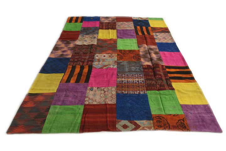 6' 7 x 9' 3 Hand Woven Kilim Patchwork Wool Rug
