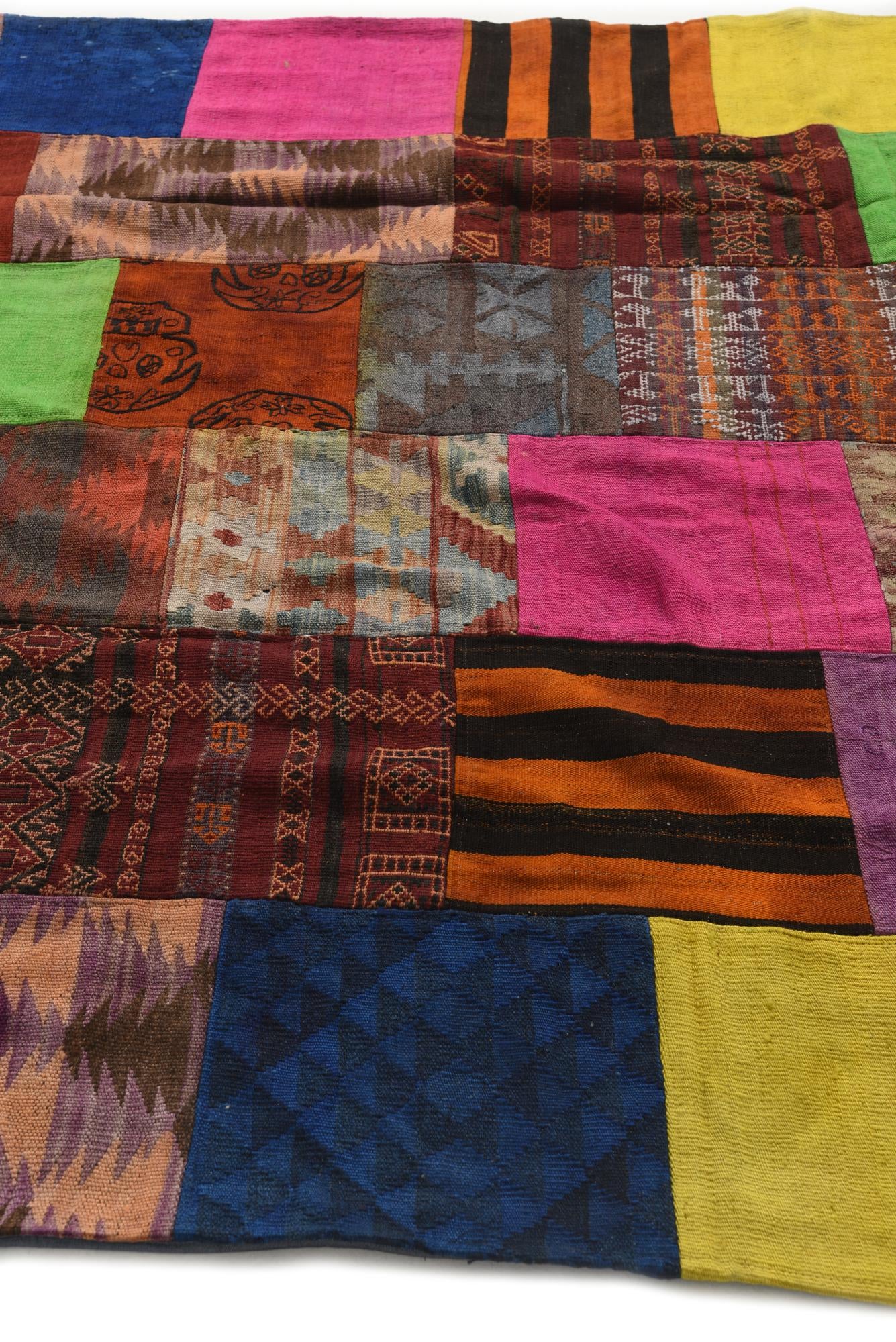 6' 7 x 9' 3 Hand Woven Kilim Patchwork Wool Rug