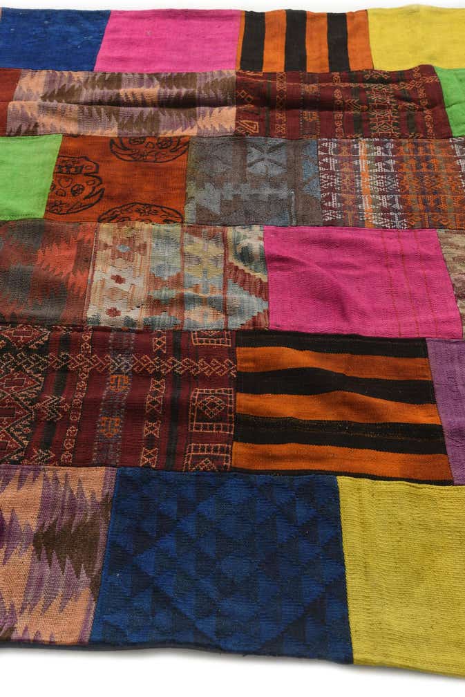 6' 7 x 9' 3 Hand Woven Kilim Patchwork Wool Rug