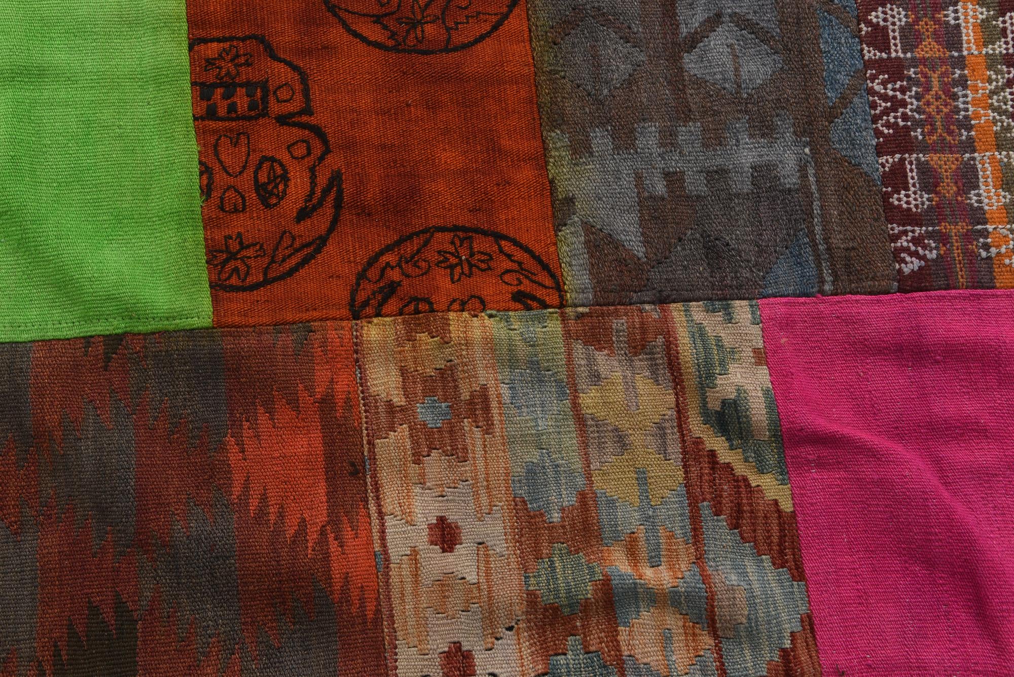 6' 7 x 9' 3 Hand Woven Kilim Patchwork Wool Rug