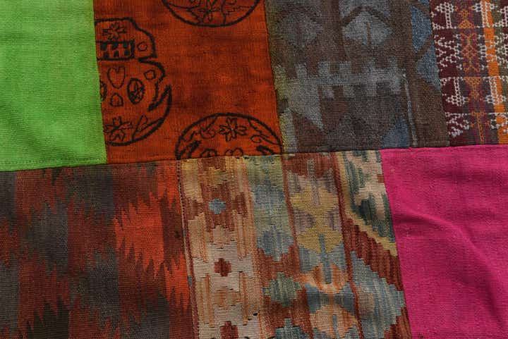 6' 7 x 9' 3 Hand Woven Kilim Patchwork Wool Rug