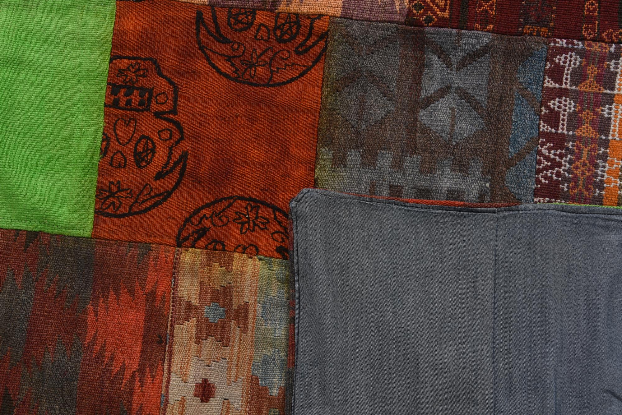 6' 7 x 9' 3 Hand Woven Kilim Patchwork Wool Rug