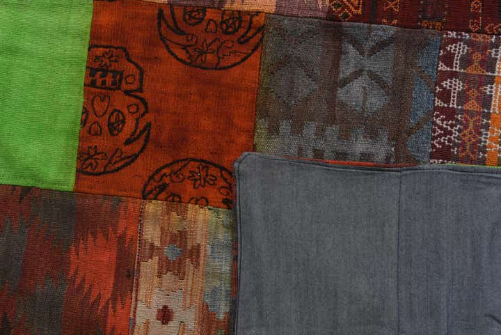 6' 7 x 9' 3 Hand Woven Kilim Patchwork Wool Rug