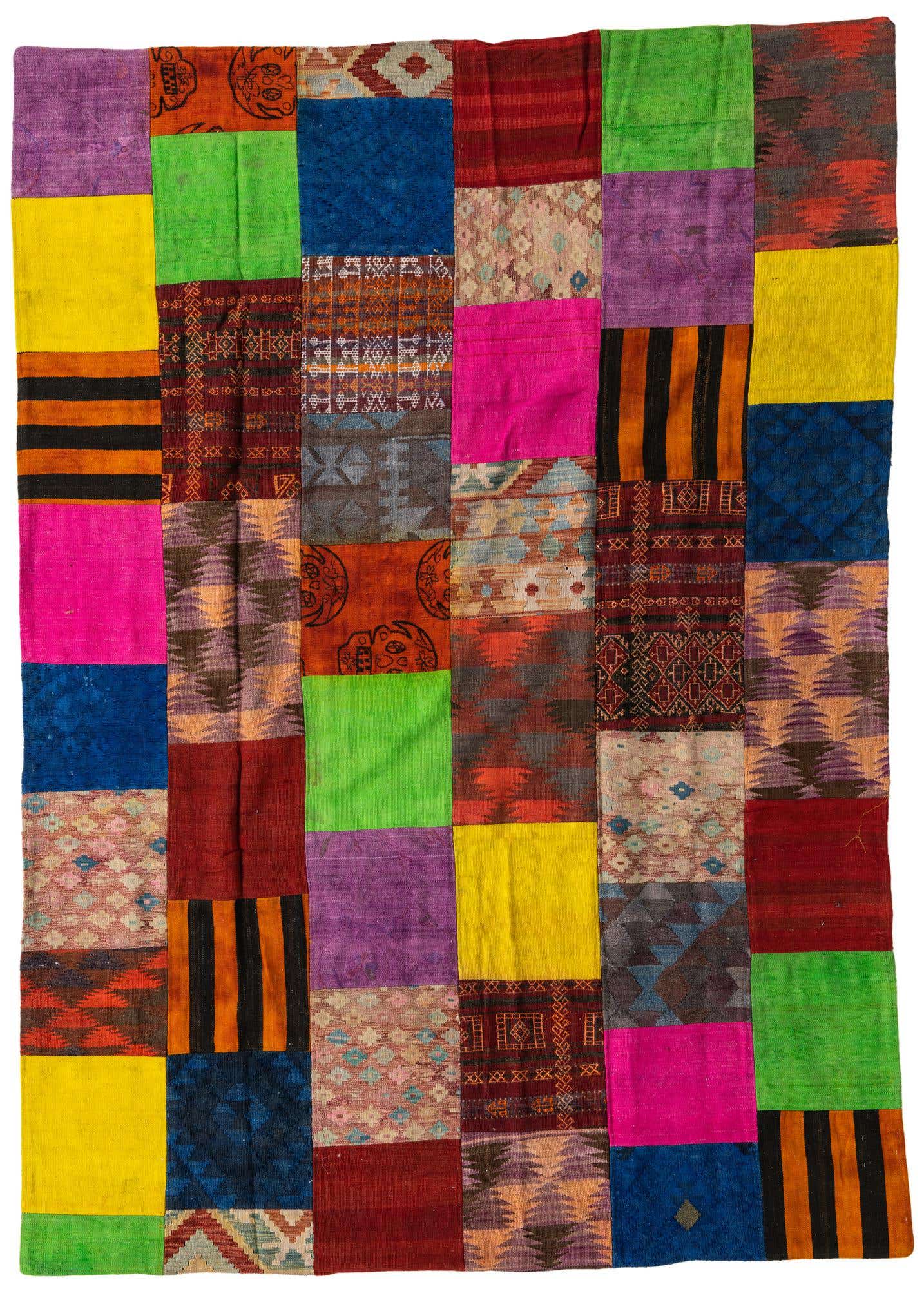 6' 7 x 9' 3 Hand Woven Kilim Patchwork Wool Rug