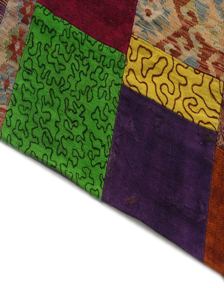 Detail image of 4' 8 x 6' 8  Hand Woven Kilim Patchwork Wool Rug