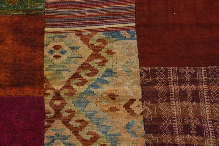 4' 8 x 6' 8 Hand Woven Kilim Patchwork Wool Rug