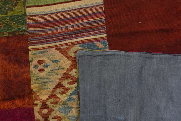 4' 8 x 6' 8 Hand Woven Kilim Patchwork Wool Rug