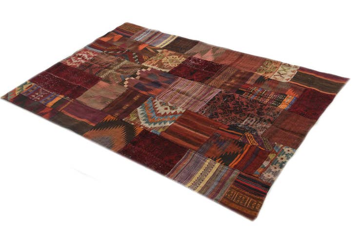 Detail image of 4' x 6' Hand Woven Kilim Patchwork Wool Rug