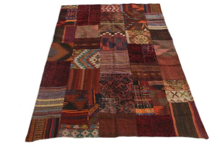 4' x 6' Hand Woven Kilim Patchwork Wool Rug